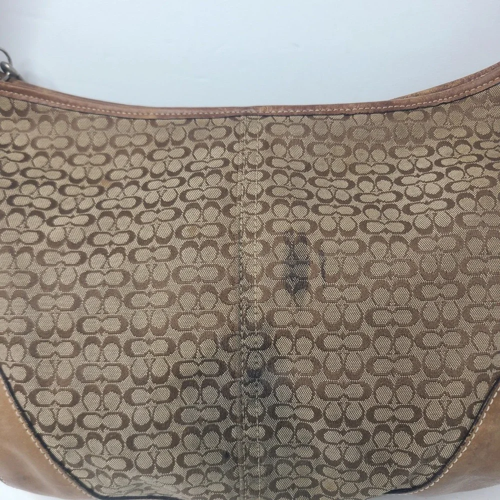 Vintage Coach Hampton Signature C Jacquard Hobo Bag Brown Tan A3K-6617 Y2K